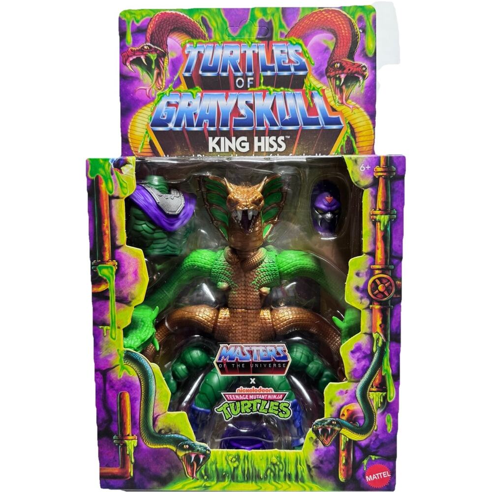MOTU X TURTLES OF GRAYSKULL KING HISS DELUXE FIGURE MATTEL UNPUNCHED MISB